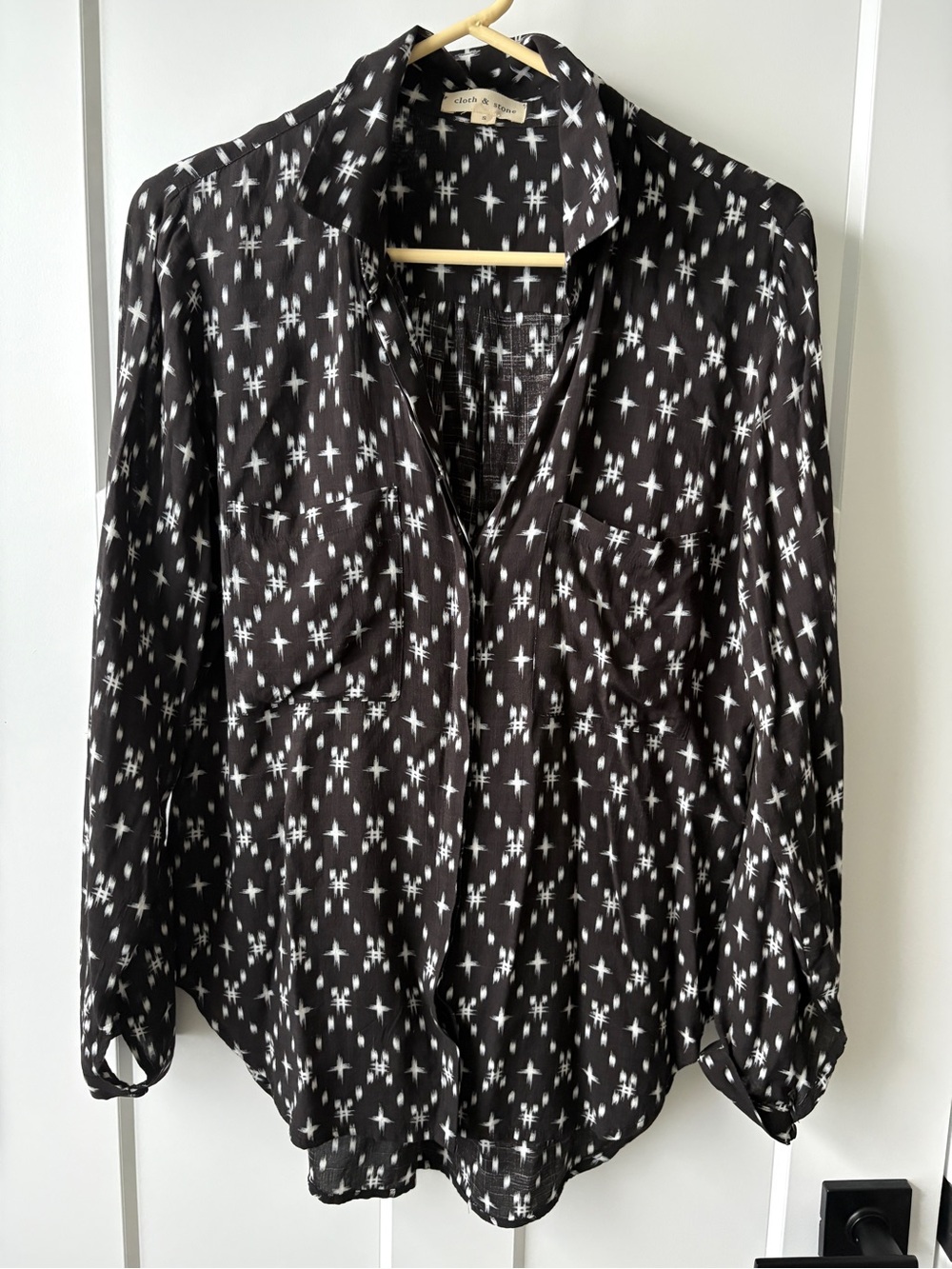 Cloth & Stone Womens ‘Kasuri’ Hipster Blouse Star Print Button Down Shirt Small